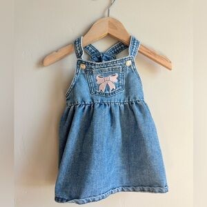 H&M Baby Denim Bow Dress Coquette Cottagecore Soft Girl 4-6M Scandi Modern
